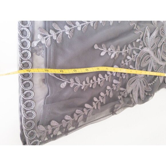 Sue Wong Embroidered Mesh Sleeveless Cocktail Dress Size 8 Gray Floral Design - Picture 14 of 14
